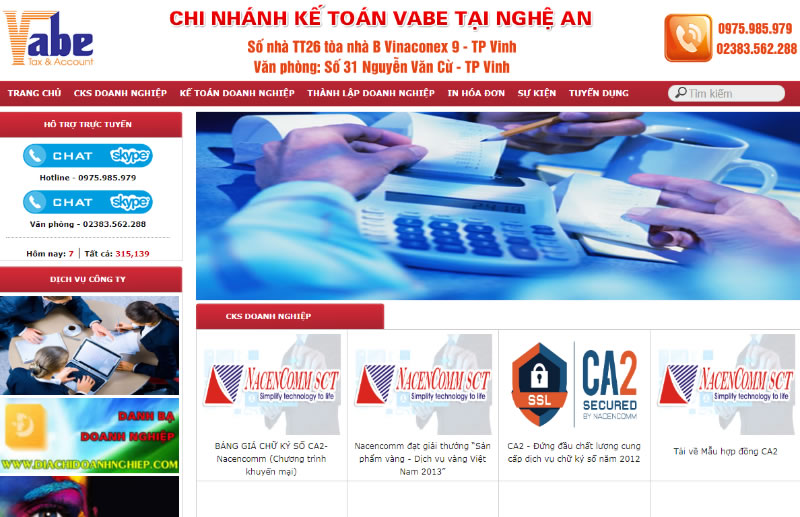 Chi nhánh kế toán Vabe tại Nghệ An