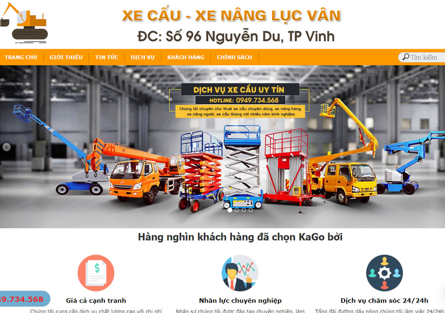 Cho thuê xe cần cầu nâng hàng Lục Vân